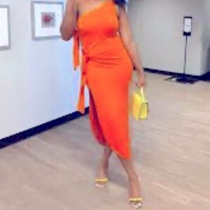 REBDOLLS Kala Peek A Boo Adjustable Side Strap Maxi Dress Sz L Women